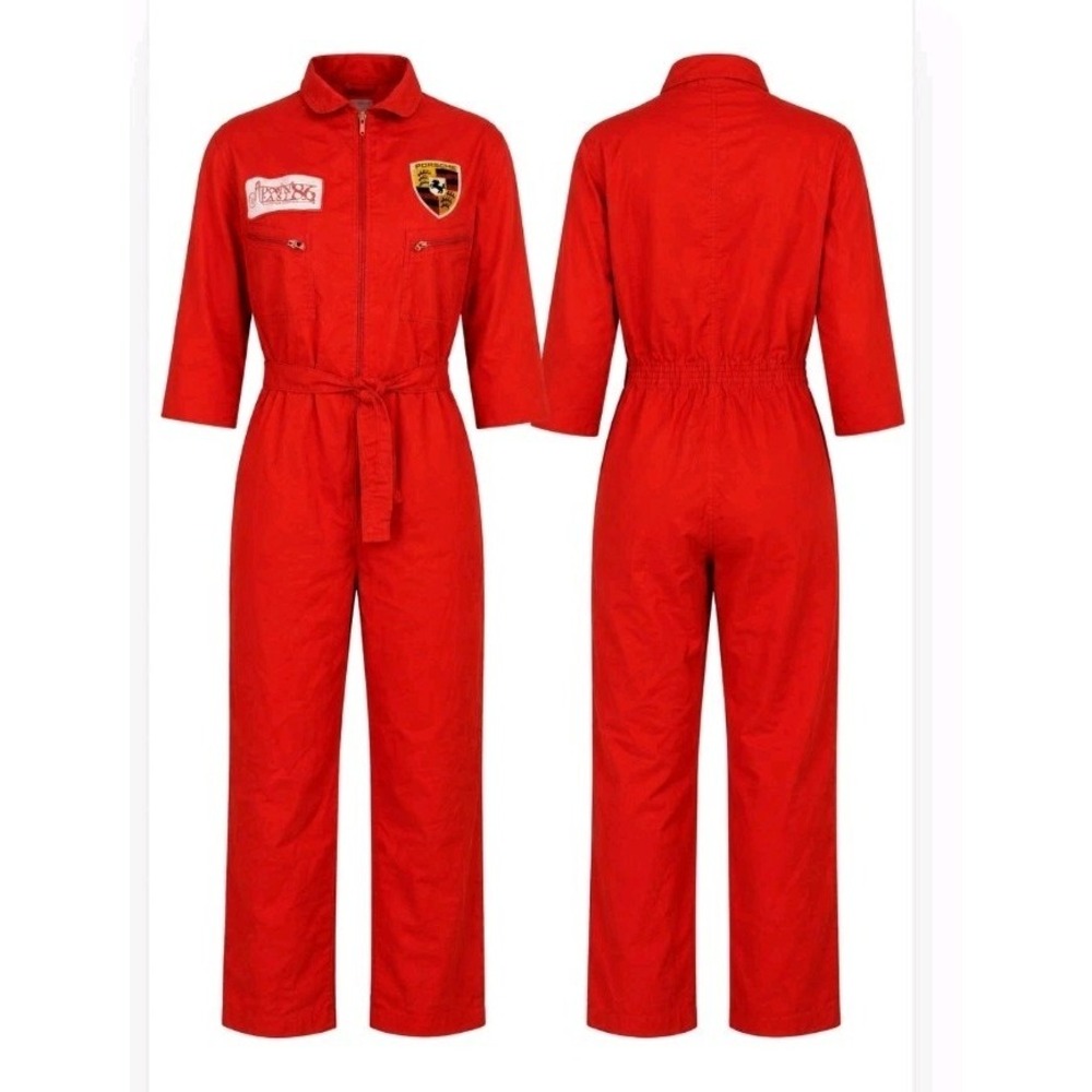 Vintage Nascar Down East 86 Porche Mechanic Jumpsuit Youth Size M Orange
